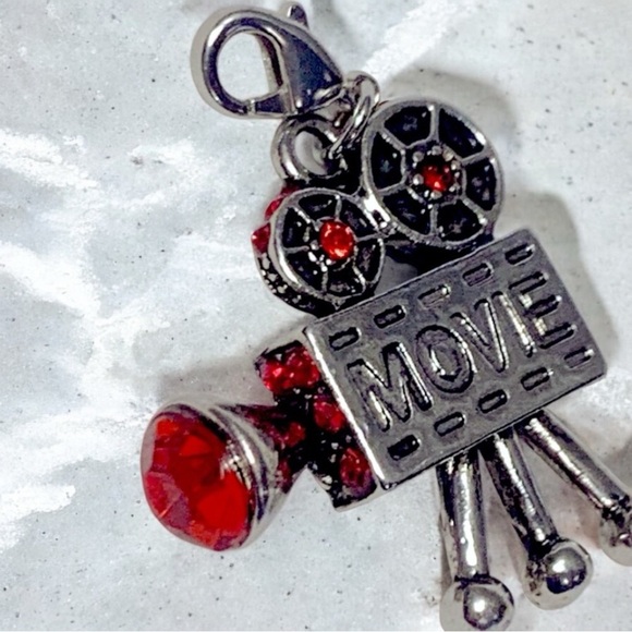 Movie Camera Vintage Style charm w/Lobster clasp Zipper pull, purse, shoe charm - Picture 2 of 3